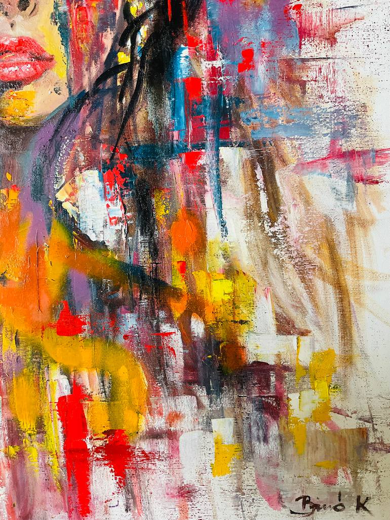 Original Abstract People Painting by Konrad Biro