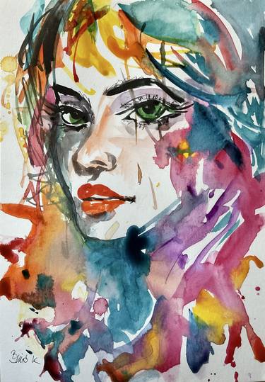 Original Expressionism Portrait Paintings by Konrad Biro