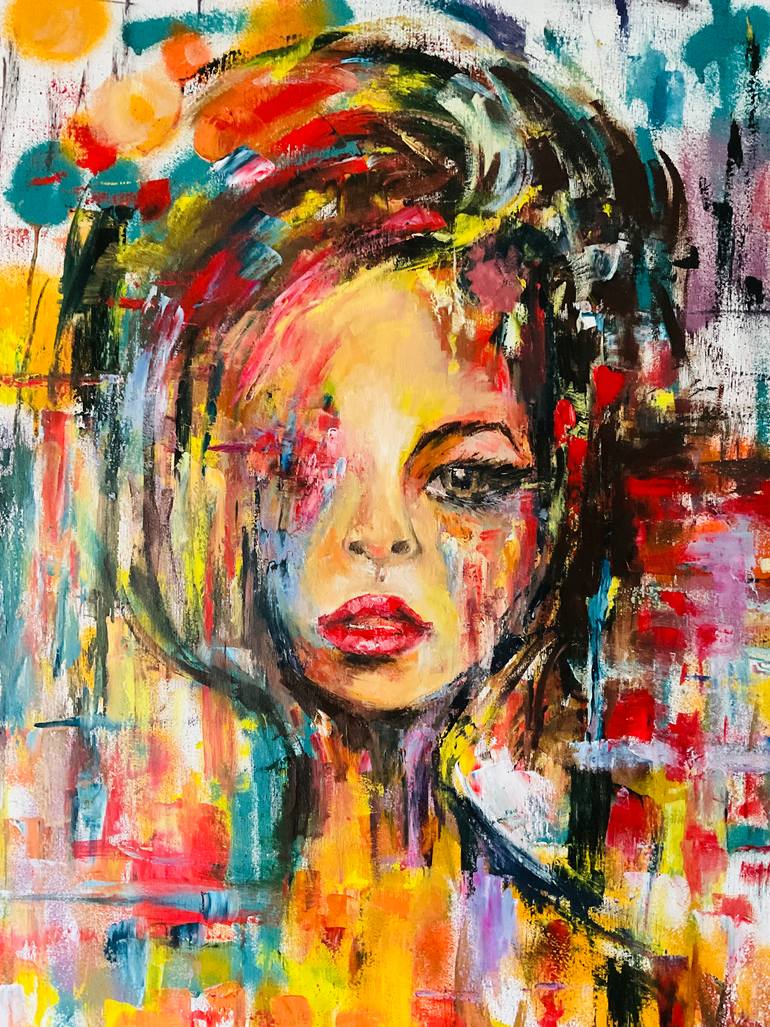 Original Abstract Expressionism People Painting by Konrad Biro