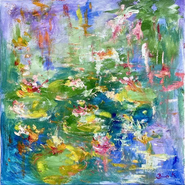 Original Nature Painting by Konrad Biro | Abstract Art on Canvas | Water lily series