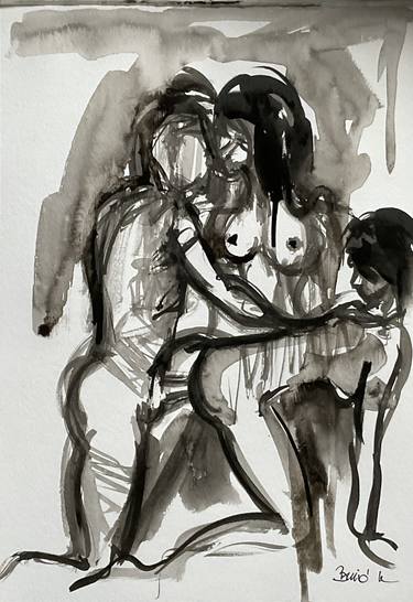 Print of Expressionism Erotic Drawings by Konrad Biro