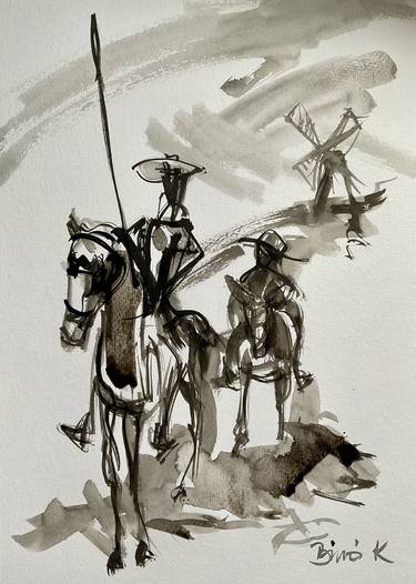 Saatchi Art Artist Konrad Biro; Drawing, “Don Quixote and Sancho” #art