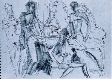 Original Figurative Erotic Drawings by Konrad Biro
