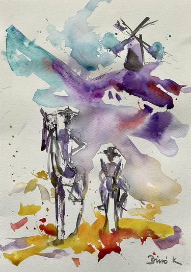 Original Abstract People Painting by Konrad Biro