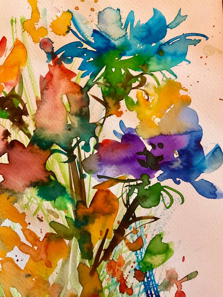 Original Abstract Floral Painting by Konrad Biro