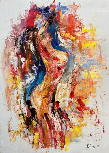 Original Abstract Nude Paintings by Konrad Biro