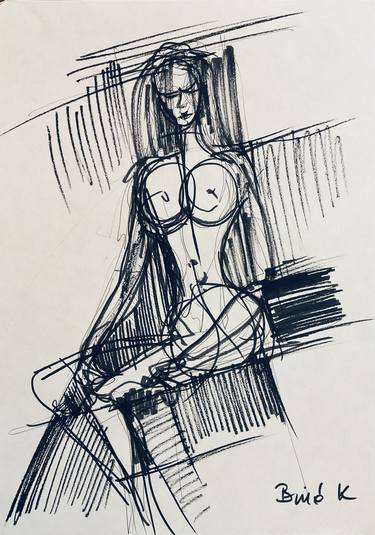 Original Contemporary Women Drawings by Konrad Biro