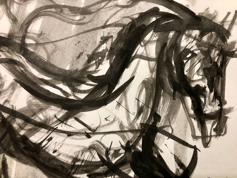 Original Black & White Animal Drawing by Konrad Biro