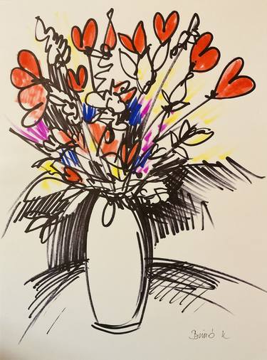 Original Abstract Floral Drawings by Konrad Biro
