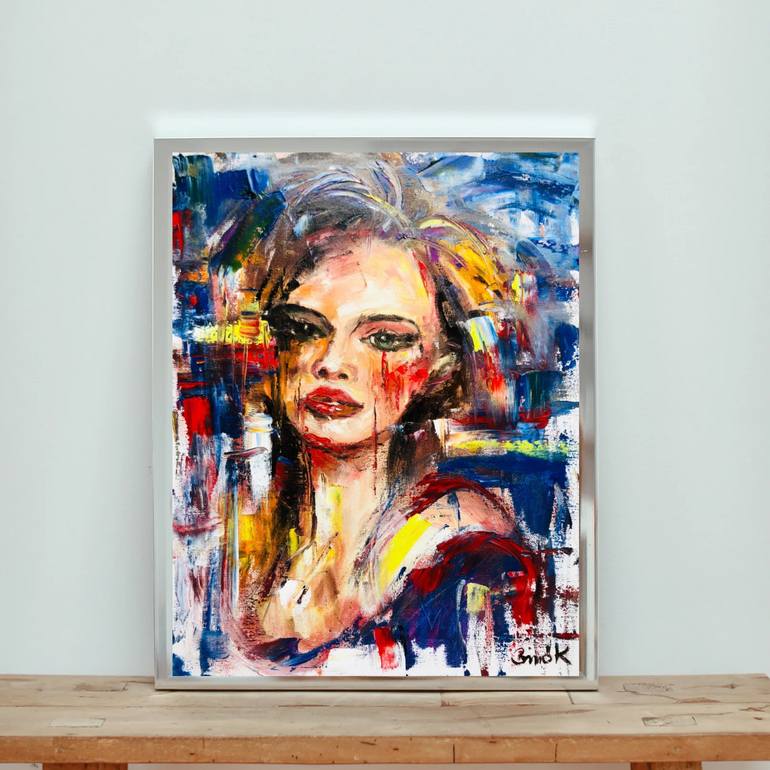 Original Abstract Women Painting by Konrad Biro