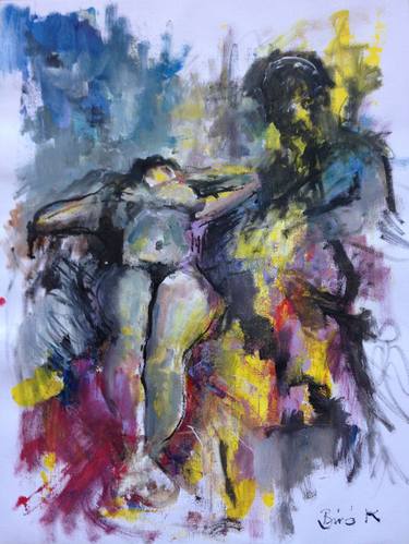 Original Abstract Expressionism Erotic Paintings by Konrad Biro
