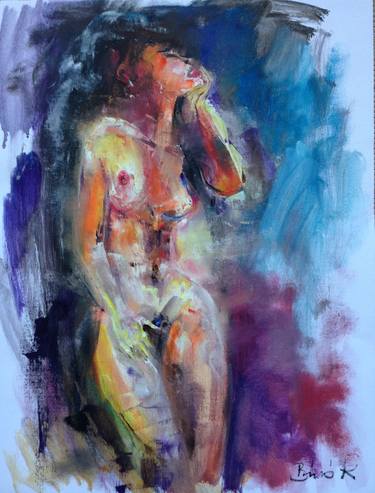 Original Abstract Nude Paintings by Konrad Biro