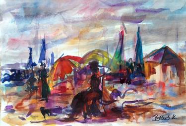 Original Impressionism Beach Paintings by Konrad Biro