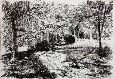 Original Impressionism Landscape Drawings by Konrad Biro