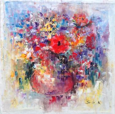 Original Abstract Floral Paintings by Konrad Biro
