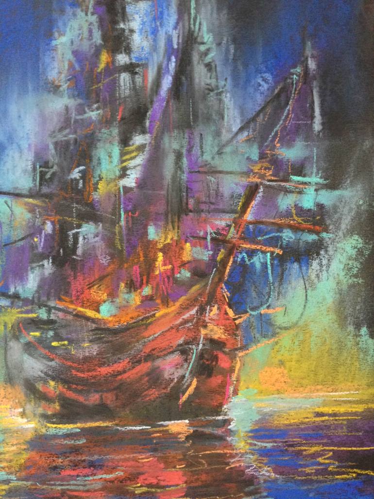 Original Expressionism Seascape Painting by Konrad Biro