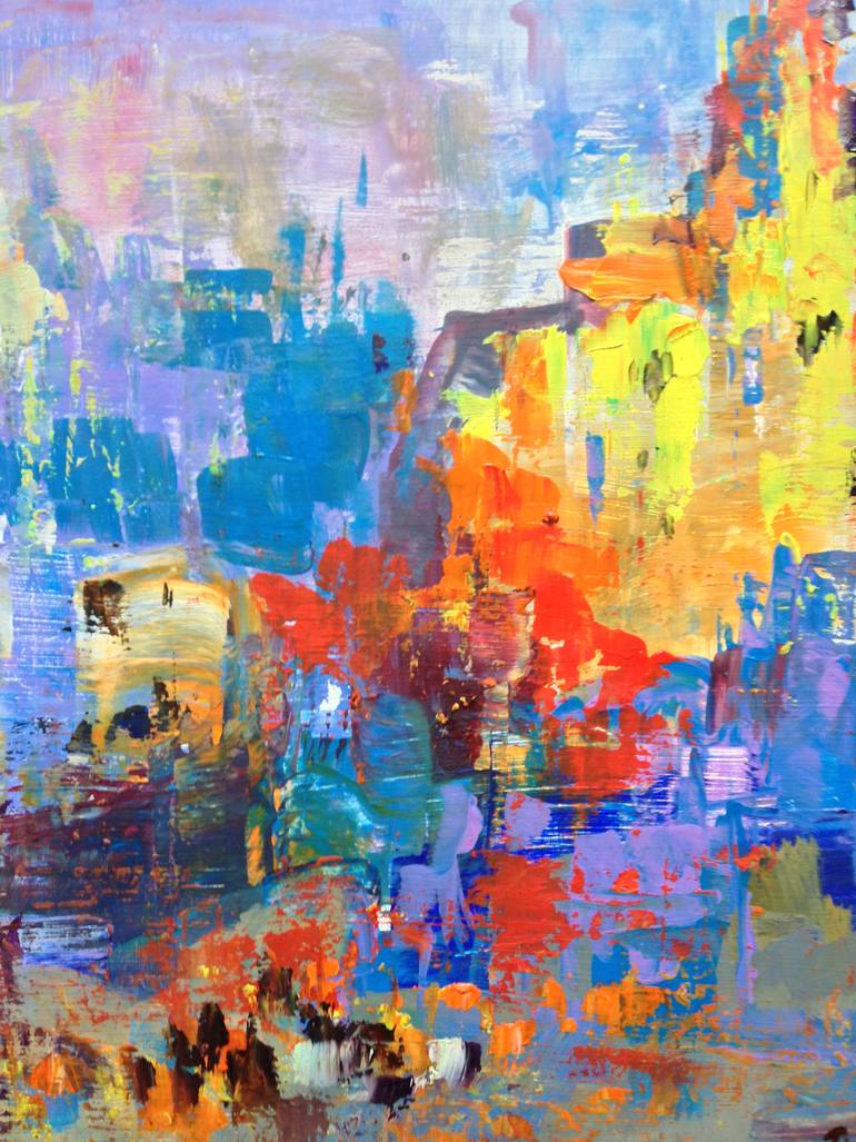Original Abstract Cities Painting by Konrad Biro