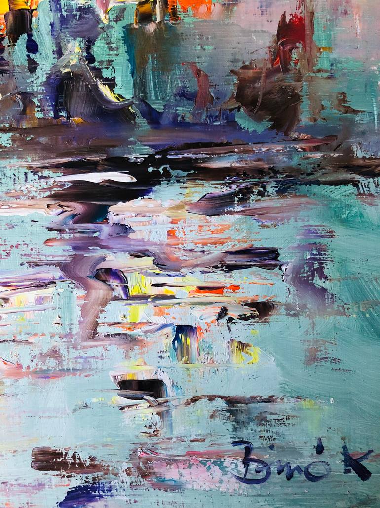Original Abstract Boat Painting by Konrad Biro