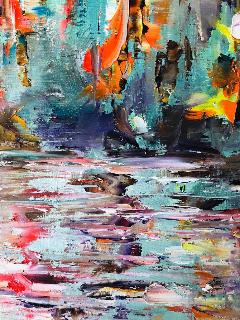 Original Abstract Boat Painting by Konrad Biro
