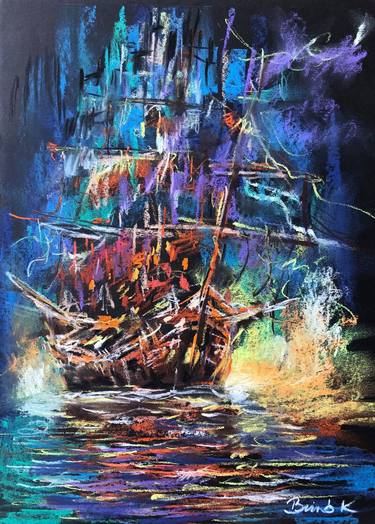 Print of Expressionism Boat Paintings by Konrad Biro