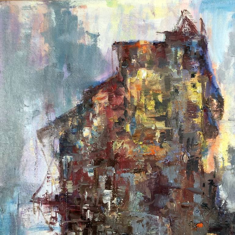 Original Abstract Architecture Painting by Konrad Biro