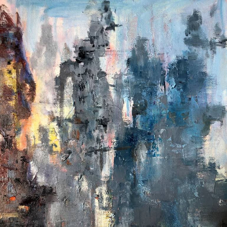 Original Abstract Architecture Painting by Konrad Biro