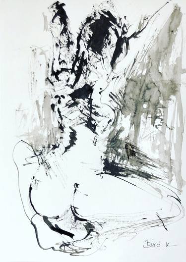 Print of Expressionism Nude Drawings by Konrad Biro