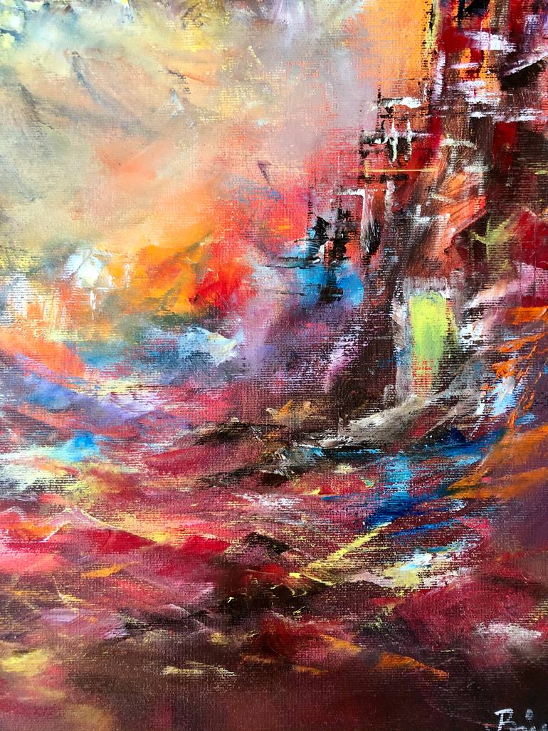 Original Abstract Boat Painting by Konrad Biro