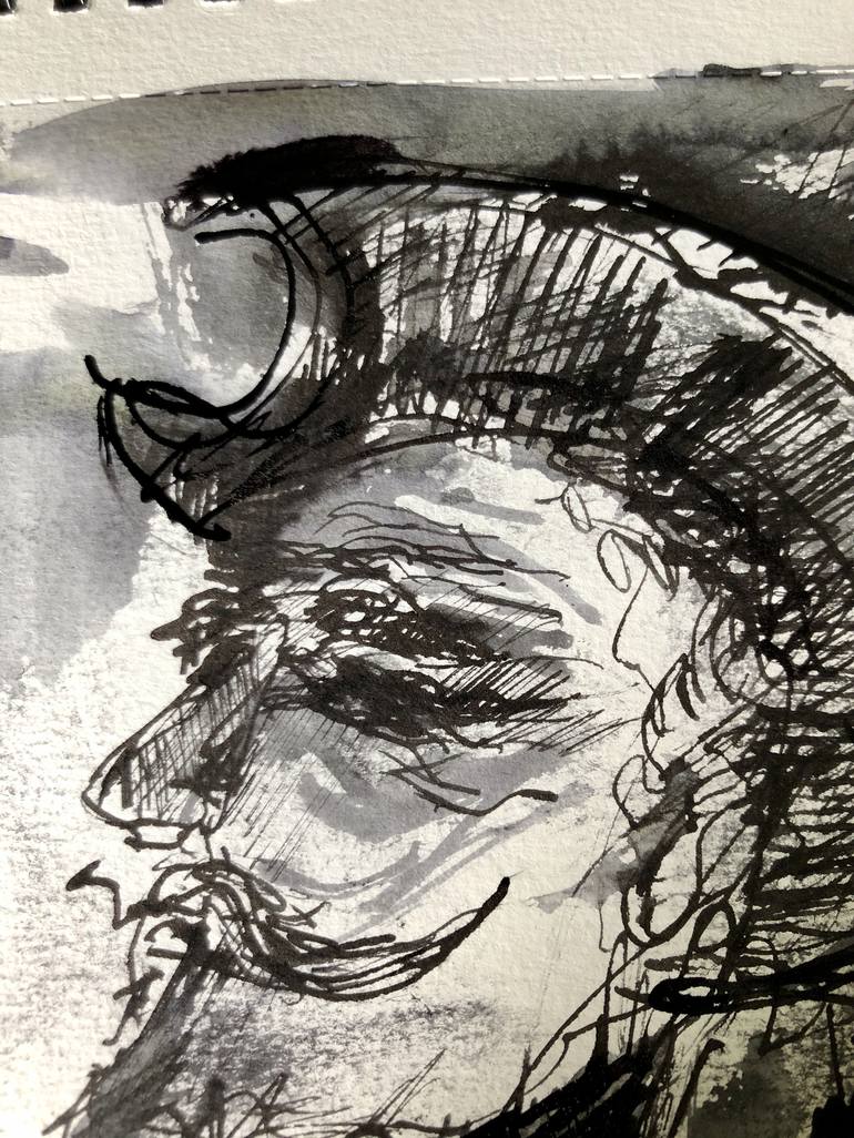 Original Expressionism Portrait Drawing by Konrad Biro