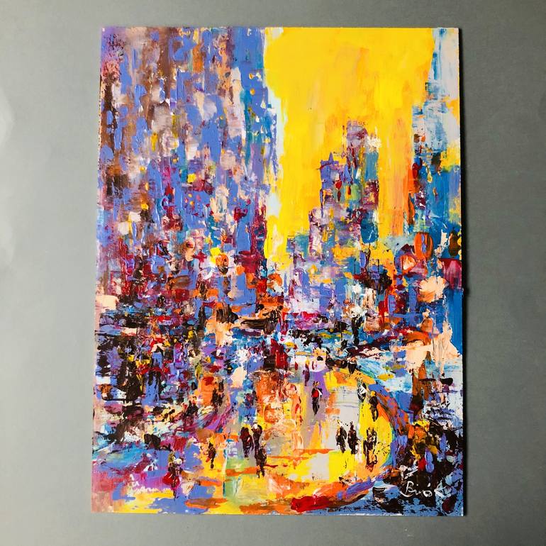 Original Abstract Cities Painting by Konrad Biro