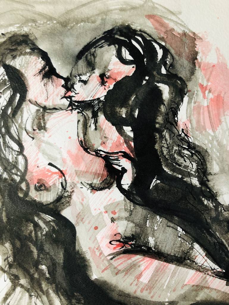 Original Figurative Erotic Drawing by Konrad Biro