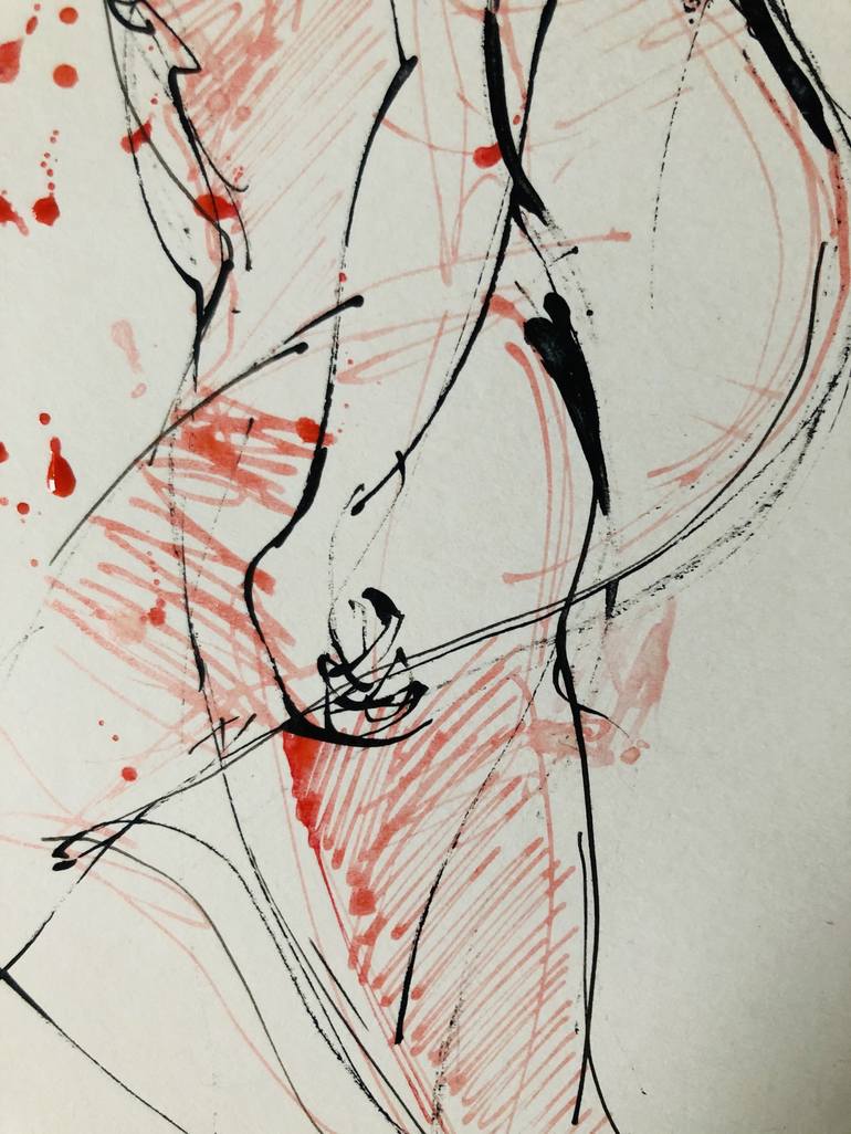 Original Figurative Erotic Drawing by Konrad Biro