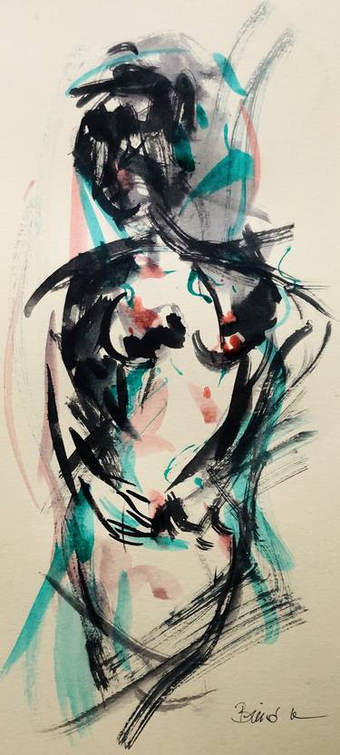 Print of Expressionism Nude Drawings by Konrad Biro