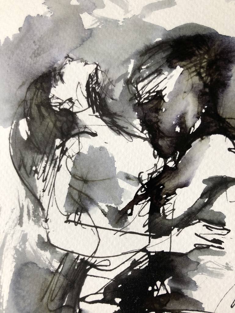 Original Expressionism Love Drawing by Konrad Biro