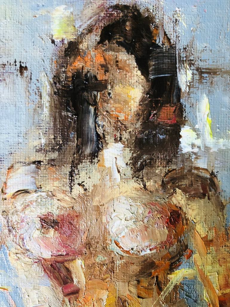 Original Expressionism Nude Painting by Konrad Biro