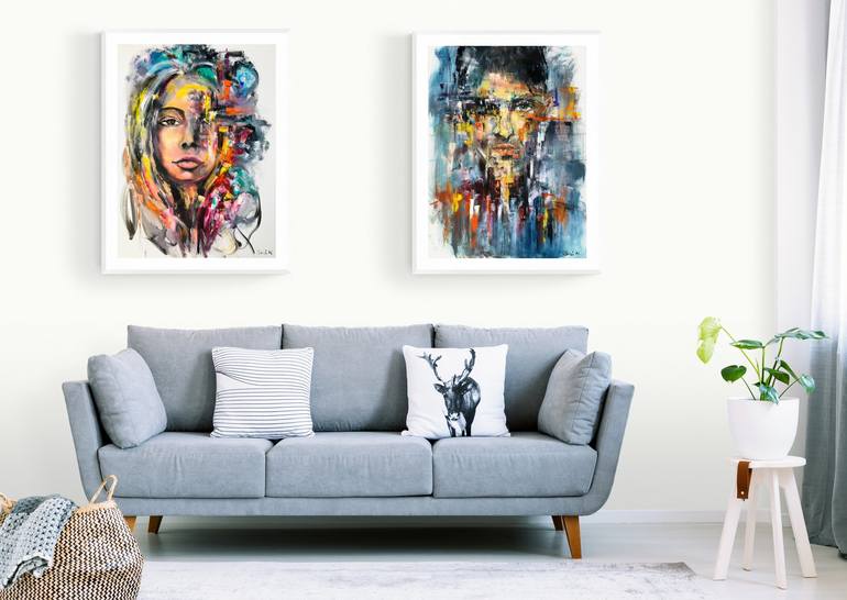 Original Abstract Portrait Painting by Konrad Biro