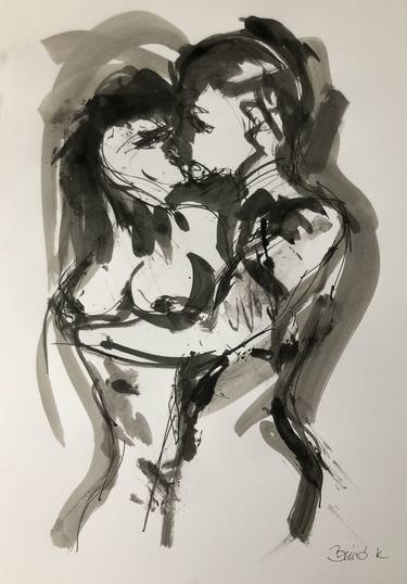 Print of Expressionism Love Drawings by Konrad Biro