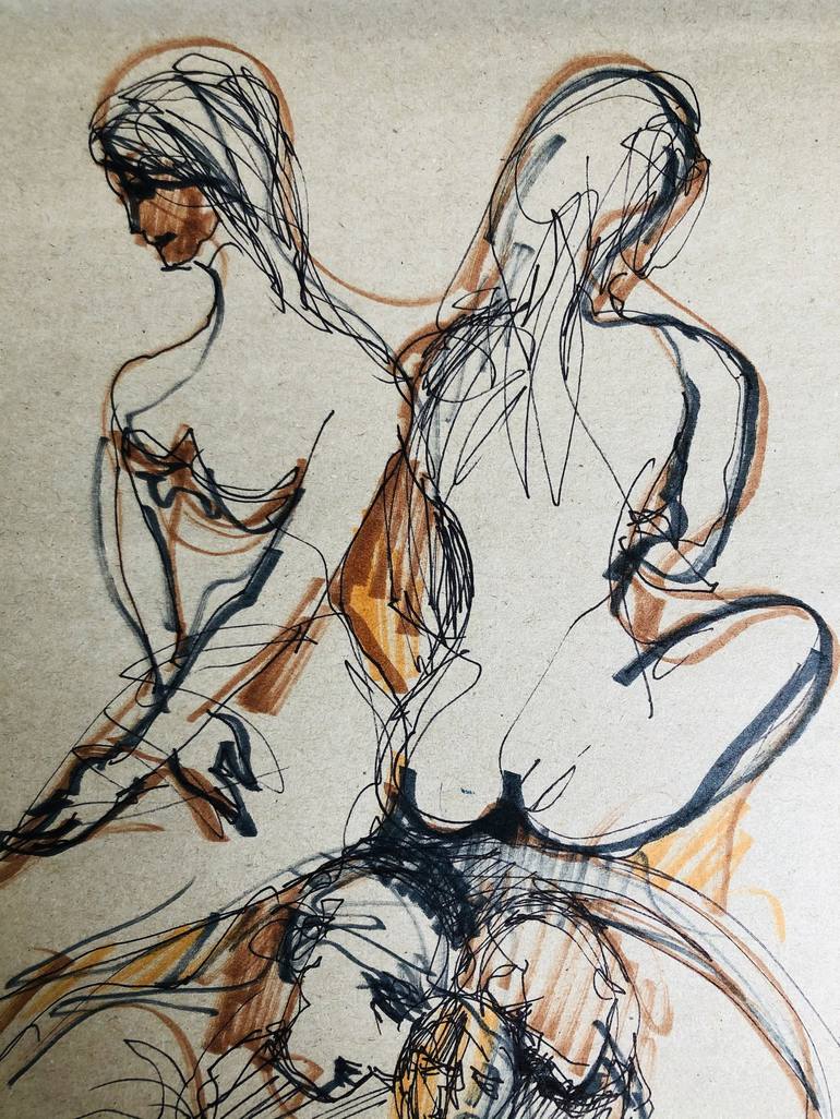 Original Figurative People Drawing by Konrad Biro