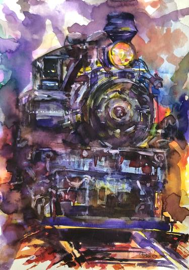 Original Train Paintings by Konrad Biro
