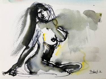 Print of Expressionism Nude Drawings by Konrad Biro