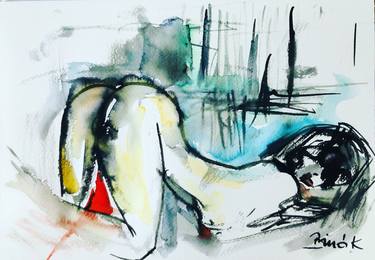 Original Expressionism Erotic Drawings by Konrad Biro