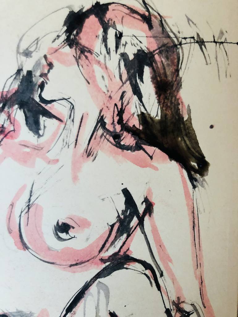 Original Expressionism Erotic Drawing by Konrad Biro