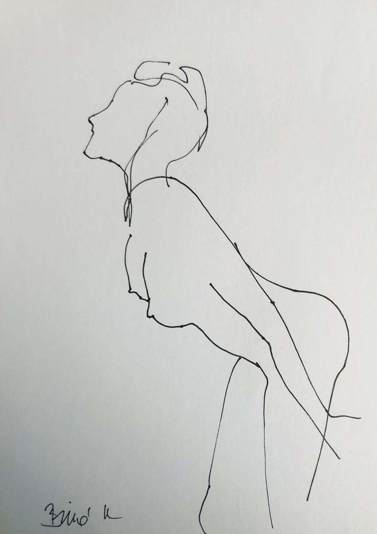 one line drawing nude Drawing by Konrad Biro | Saatchi Art