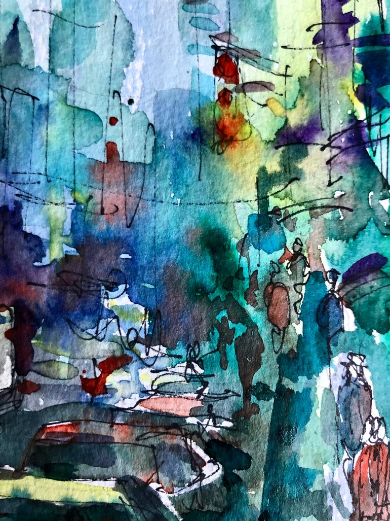 Original Illustration Cities Painting by Konrad Biro