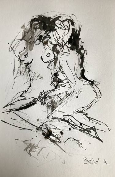 Original Expressionism Erotic Drawings by Konrad Biro