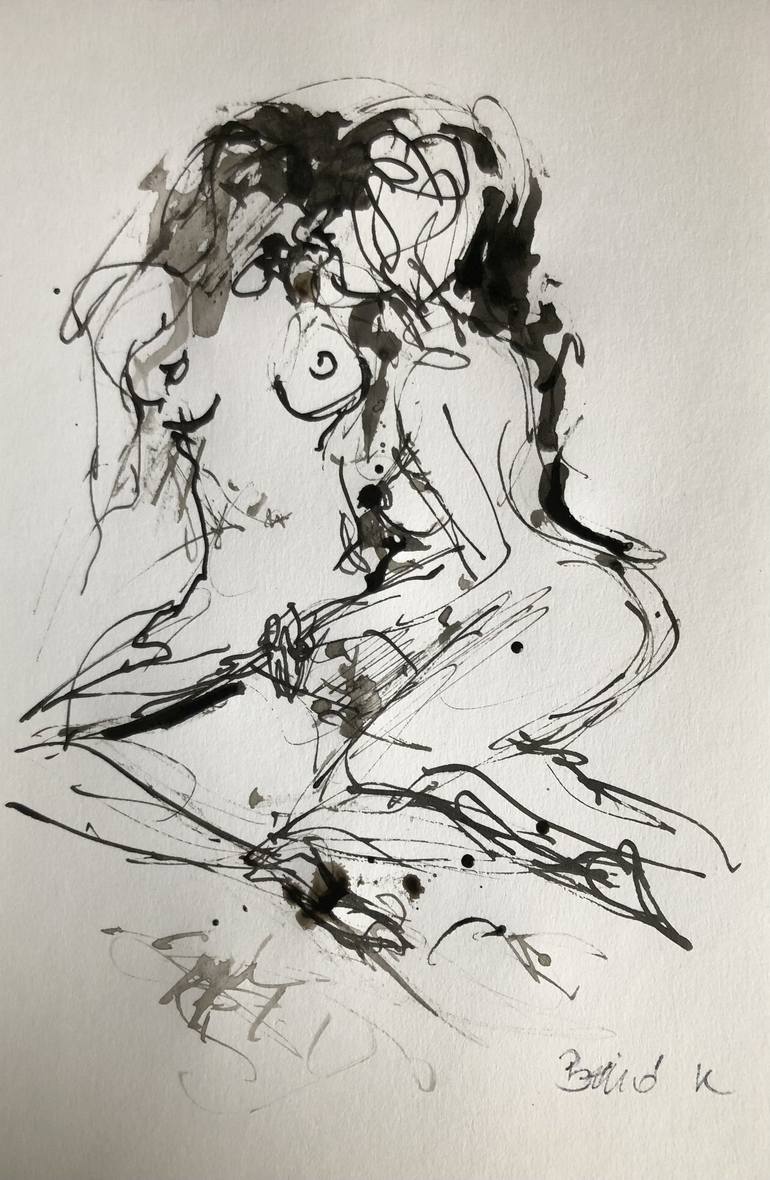 Print of Expressionism Erotic Drawings by Konrad Biro