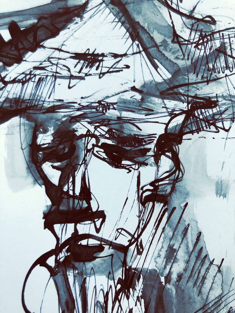 Original Expressionism Portrait Drawing by Konrad Biro