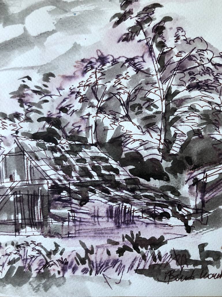 Original Landscape Drawing by Konrad Biro