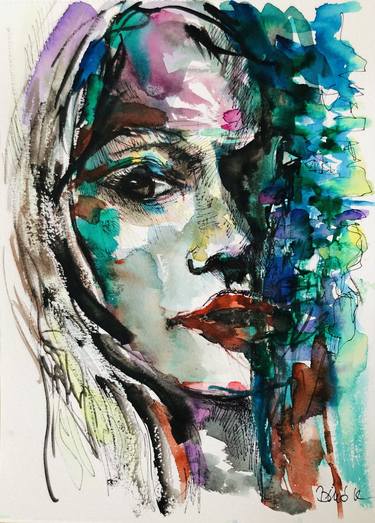 Print of Expressionism Portrait Paintings by Konrad Biro