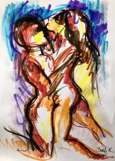 Print of Expressionism Love Mixed Media by Konrad Biro